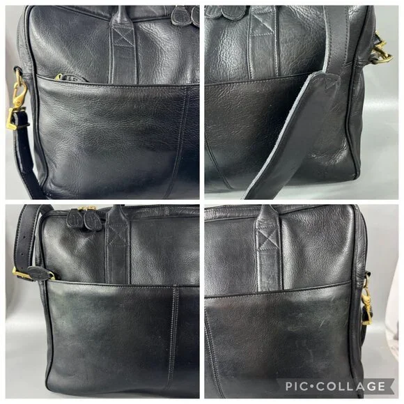 Vintage FRYE Black Leather Briefcase